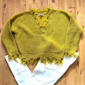 Love Tree Women's Frayed Sweater Yellow Size Large Good Condition